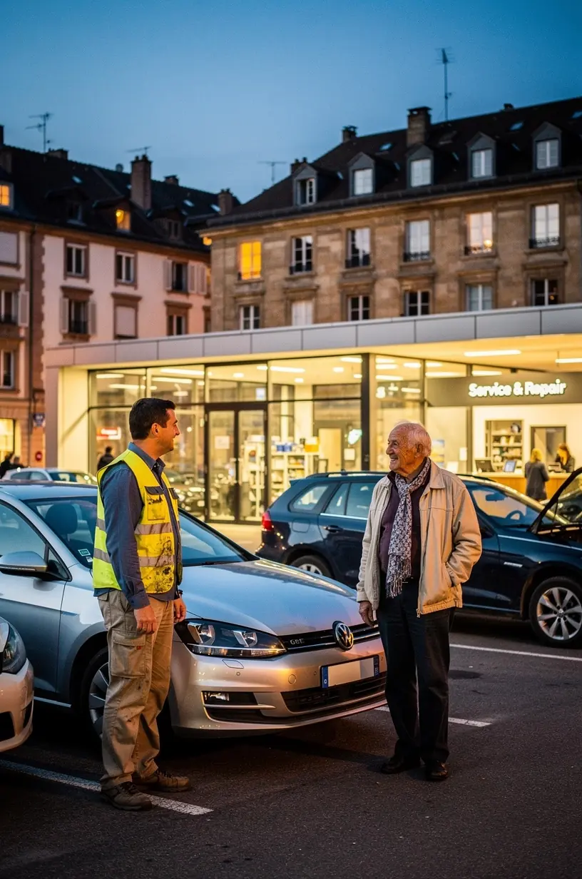 Spécialiste en esthétique automobile appliquant un traitement de detailing sur la carrosserie d’un véhicule.